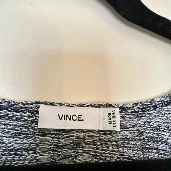 Like New Condition Black and White Vince Short Sleeve V-Neck Sweater - Picture 5 of 7